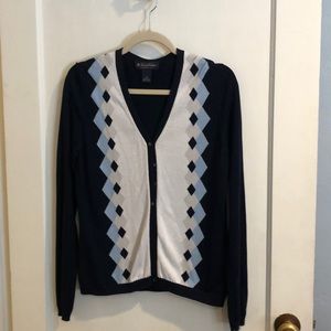 Brooks Brothers Silk Blend Argyle Cardigan